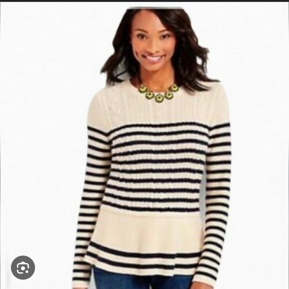 Talbots Striped Navy and White Sweater_XL
